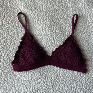 Cute Maroon Woven Bikini Top